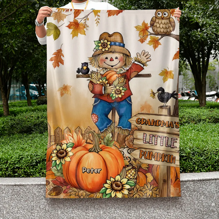 Custom Personalized Grandma's Little Pumpkins Flag Sign - Upto 10 Kids - Gift Idea To Grandma/ Mother