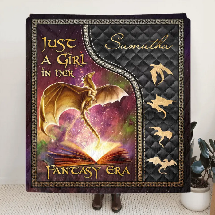 Personalized Fantasy Reading Book Quilt/Fleece Throw Blanket - Gift Idea For Books Lover - Just A Girl In Her Fantasy Era