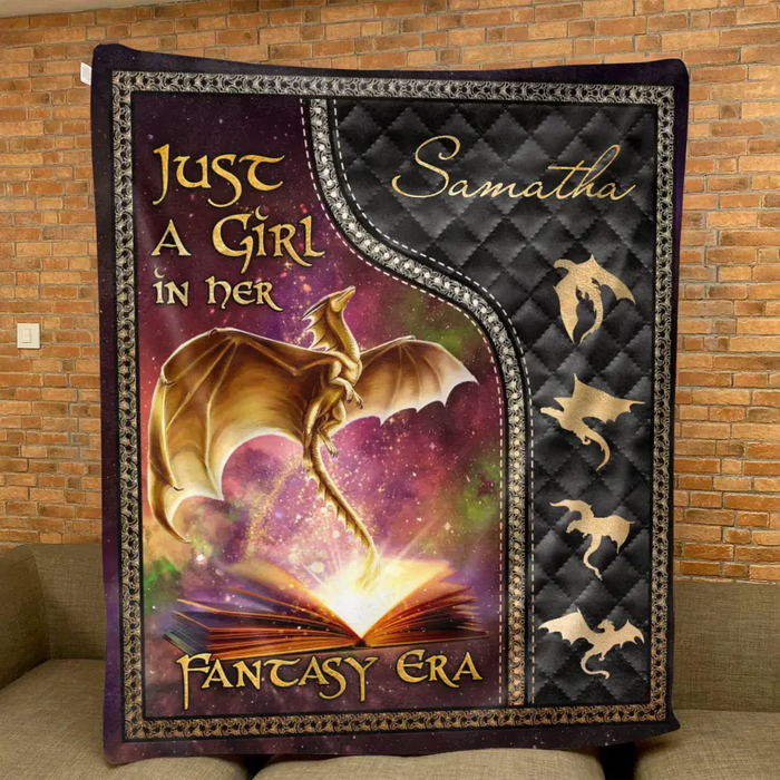Personalized Fantasy Reading Book Quilt/Fleece Throw Blanket - Gift Idea For Books Lover - Just A Girl In Her Fantasy Era