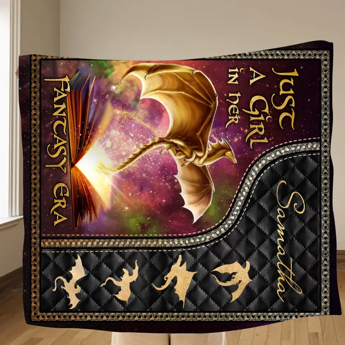 Personalized Fantasy Reading Book Quilt/Fleece Throw Blanket - Gift Idea For Books Lover - Just A Girl In Her Fantasy Era