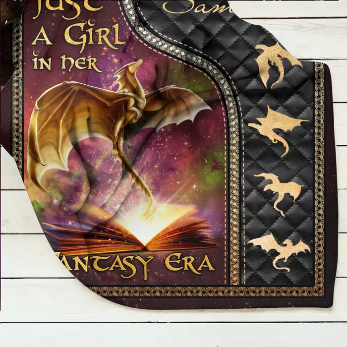 Personalized Fantasy Reading Book Quilt/Fleece Throw Blanket - Gift Idea For Books Lover - Just A Girl In Her Fantasy Era