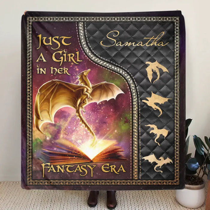Personalized Fantasy Reading Book Quilt/Fleece Throw Blanket - Gift Idea For Books Lover - Just A Girl In Her Fantasy Era