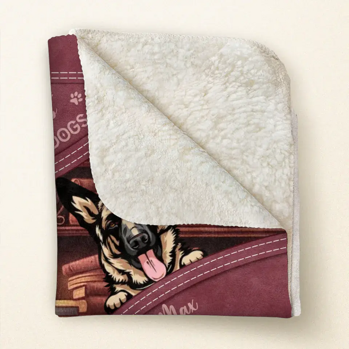 Personalized Dogs Fleece Throw Blanket/Quilt - Gift Idea For Dog Lovers - Just A Girl Who Loves Books And Dogs