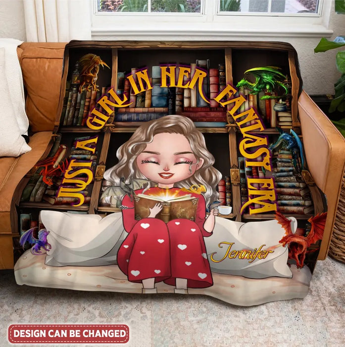 Personalized Fantasy Reading Book Quilt/Fleece Throw Blanket - Gift Idea For Book Lovers - Just A Girl In Her Fantasy Era