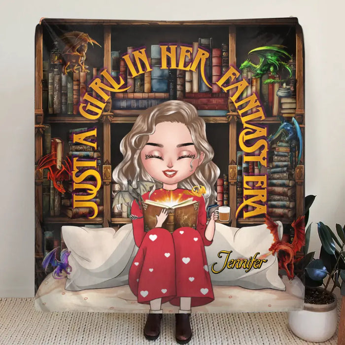 Personalized Fantasy Reading Book Quilt/Fleece Throw Blanket - Gift Idea For Book Lovers - Just A Girl In Her Fantasy Era