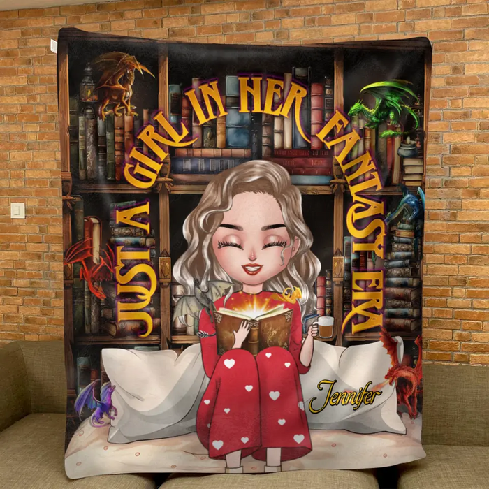 Personalized Fantasy Reading Book Quilt/Fleece Throw Blanket - Gift Idea For Book Lovers - Just A Girl In Her Fantasy Era