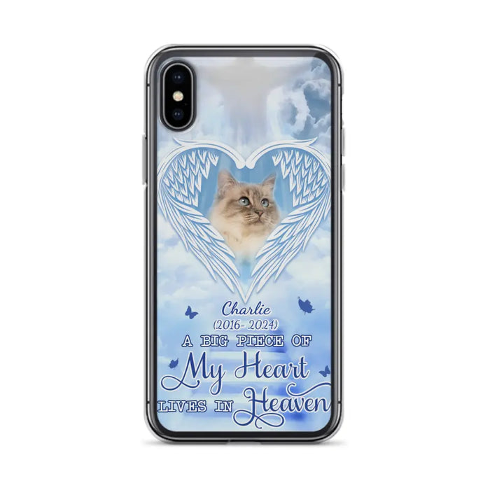 Custom Personalized Memorial Pet Phone Case - Upload Photo - Memorial Gift Idea For Pet Owner - A Big Piece Of My Heart Lives In Heaven - Case For iPhone/ Samsung