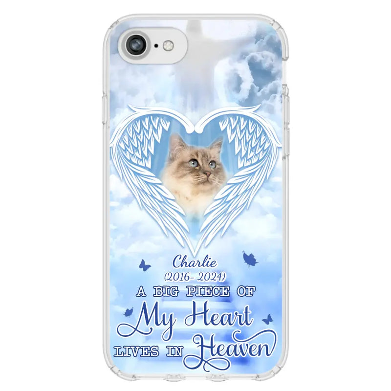 Custom Personalized Memorial Pet Phone Case - Upload Photo - Memorial Gift Idea For Pet Owner - A Big Piece Of My Heart Lives In Heaven - Case For iPhone/ Samsung