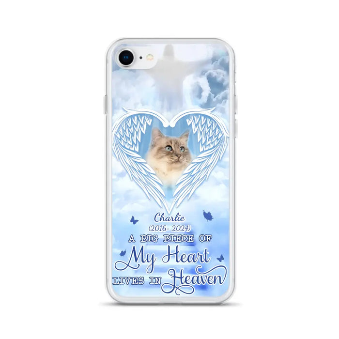 Custom Personalized Memorial Pet Phone Case - Upload Photo - Memorial Gift Idea For Pet Owner - A Big Piece Of My Heart Lives In Heaven - Case For iPhone/ Samsung