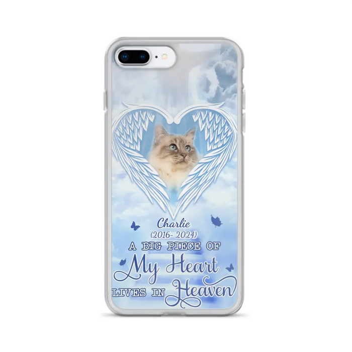 Custom Personalized Memorial Pet Phone Case - Upload Photo - Memorial Gift Idea For Pet Owner - A Big Piece Of My Heart Lives In Heaven - Case For iPhone/ Samsung