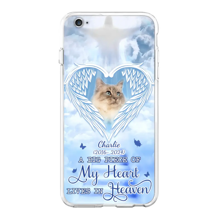 Custom Personalized Memorial Pet Phone Case - Upload Photo - Memorial Gift Idea For Pet Owner - A Big Piece Of My Heart Lives In Heaven - Case For iPhone/ Samsung