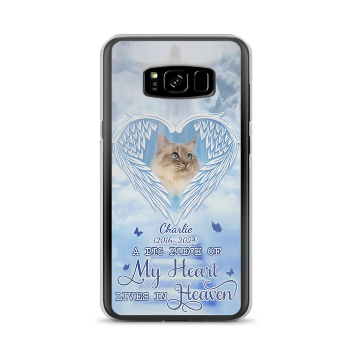 Custom Personalized Memorial Pet Phone Case - Upload Photo - Memorial Gift Idea For Pet Owner - A Big Piece Of My Heart Lives In Heaven - Case For iPhone/ Samsung