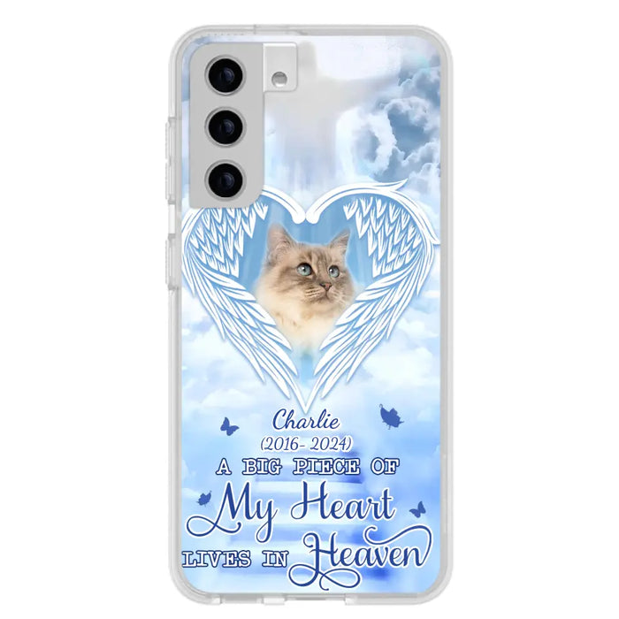 Custom Personalized Memorial Pet Phone Case - Upload Photo - Memorial Gift Idea For Pet Owner - A Big Piece Of My Heart Lives In Heaven - Case For iPhone/ Samsung