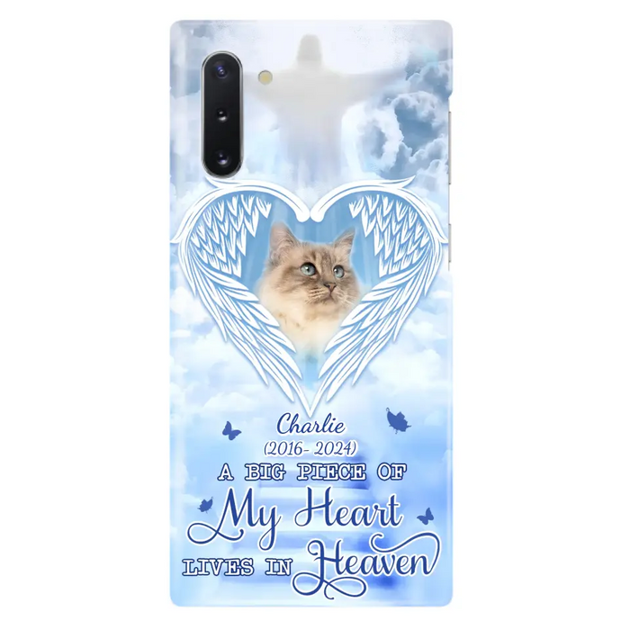 Custom Personalized Memorial Pet Phone Case - Upload Photo - Memorial Gift Idea For Pet Owner - A Big Piece Of My Heart Lives In Heaven - Case For iPhone/ Samsung