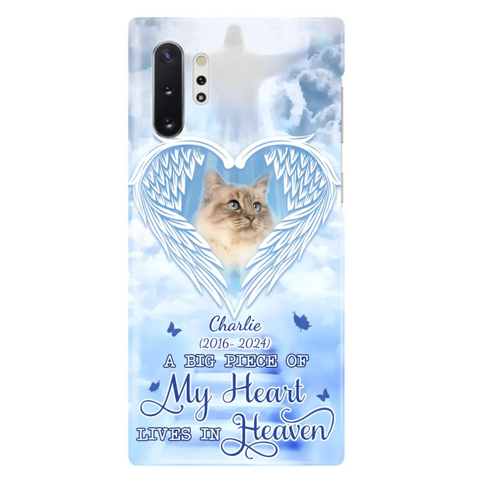 Custom Personalized Memorial Pet Phone Case - Upload Photo - Memorial Gift Idea For Pet Owner - A Big Piece Of My Heart Lives In Heaven - Case For iPhone/ Samsung