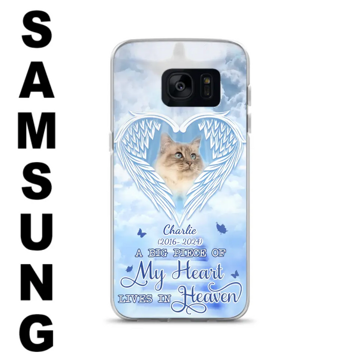 Custom Personalized Memorial Pet Phone Case - Upload Photo - Memorial Gift Idea For Pet Owner - A Big Piece Of My Heart Lives In Heaven - Case For iPhone/ Samsung