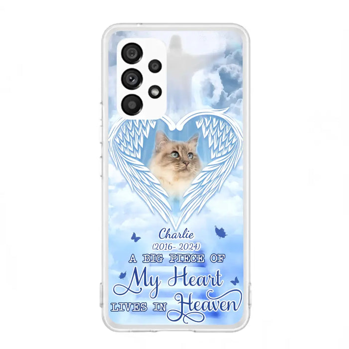 Custom Personalized Memorial Pet Phone Case - Upload Photo - Memorial Gift Idea For Pet Owner - A Big Piece Of My Heart Lives In Heaven - Case For iPhone/ Samsung