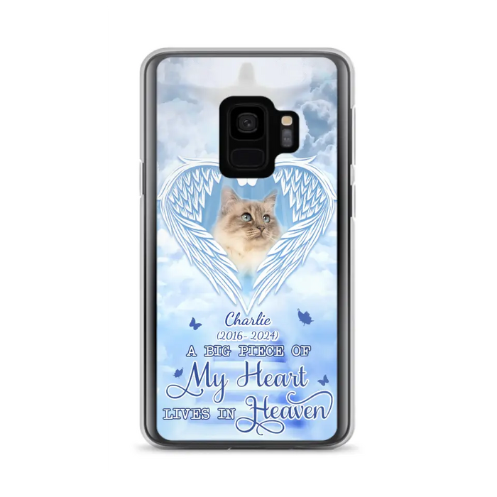 Custom Personalized Memorial Pet Phone Case - Upload Photo - Memorial Gift Idea For Pet Owner - A Big Piece Of My Heart Lives In Heaven - Case For iPhone/ Samsung