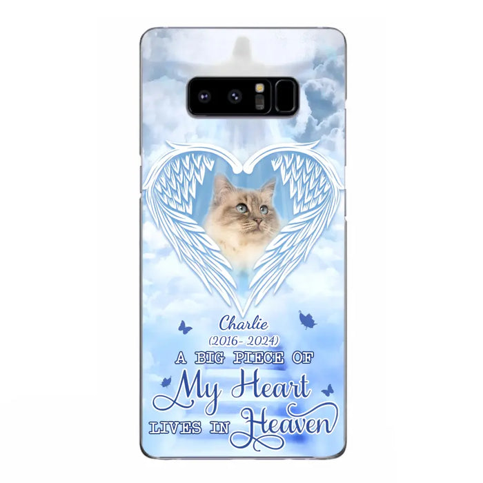 Custom Personalized Memorial Pet Phone Case - Upload Photo - Memorial Gift Idea For Pet Owner - A Big Piece Of My Heart Lives In Heaven - Case For iPhone/ Samsung