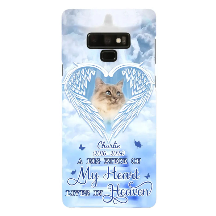 Custom Personalized Memorial Pet Phone Case - Upload Photo - Memorial Gift Idea For Pet Owner - A Big Piece Of My Heart Lives In Heaven - Case For iPhone/ Samsung