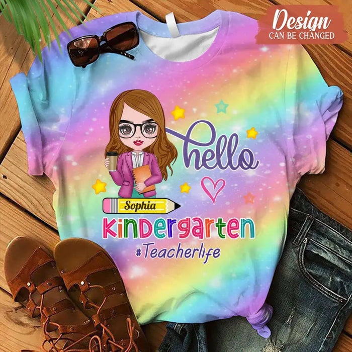 Personalized Teacherlife AOP T-shirt - Gift Idea For Teacher - Hello Kindergarten