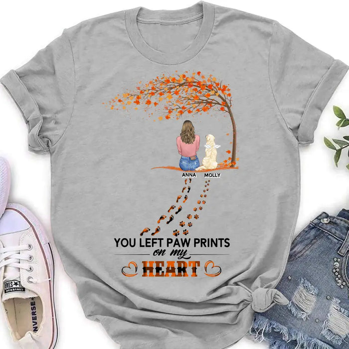 Personalized Memorial Paw Prints Shirt/Hoodie - Memorial Gift For Pet Lover - Up to 6 Dogs/Cats/Rabbits - Never Walk Alone