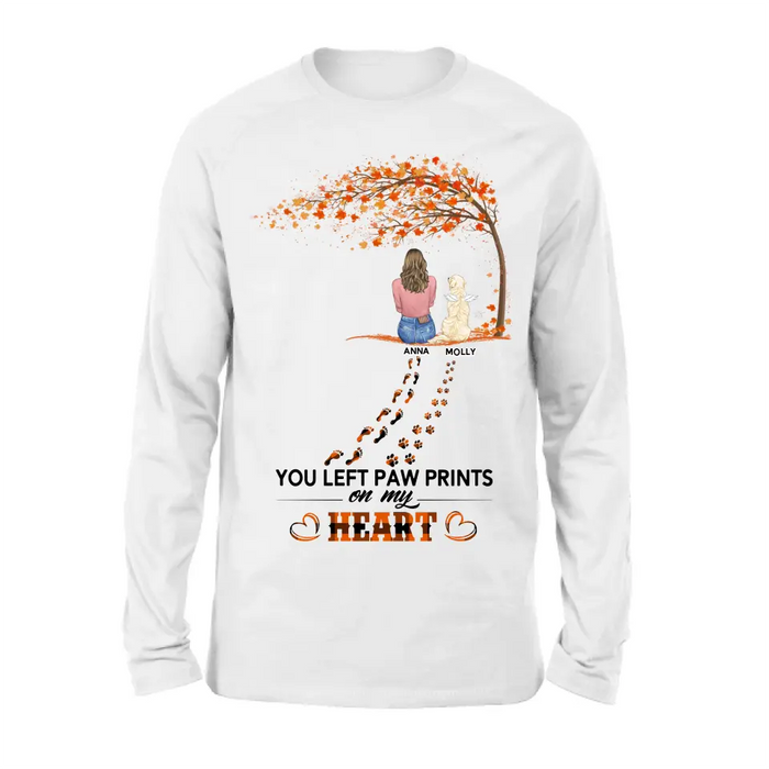 Personalized Memorial Paw Prints Shirt/Hoodie - Memorial Gift For Pet Lover - Up to 6 Dogs/Cats/Rabbits - Never Walk Alone