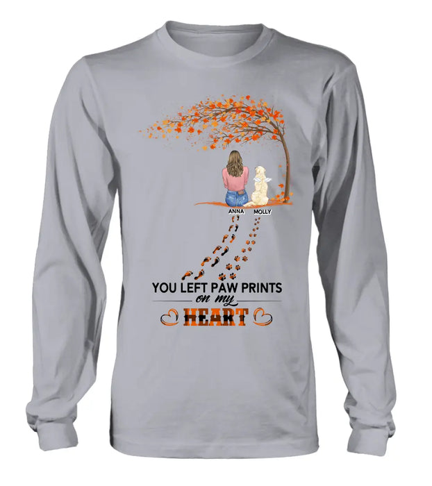 Personalized Memorial Paw Prints Shirt/Hoodie - Memorial Gift For Pet Lover - Up to 6 Dogs/Cats/Rabbits - Never Walk Alone