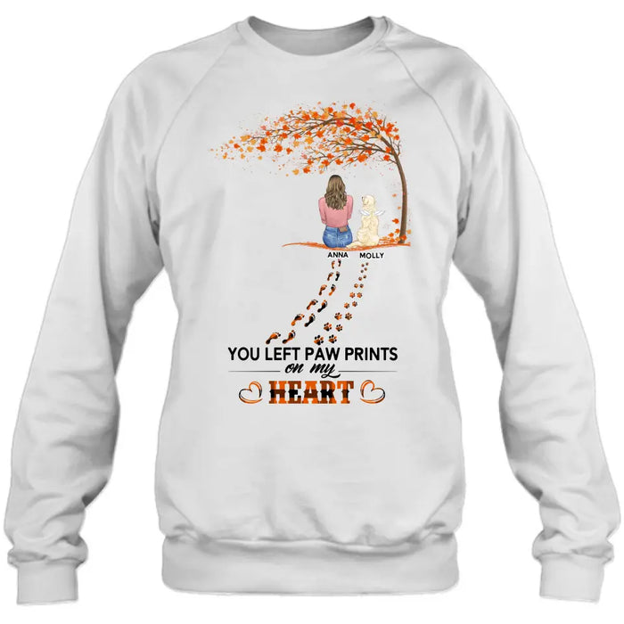 Personalized Memorial Paw Prints Shirt/Hoodie - Memorial Gift For Pet Lover - Up to 6 Dogs/Cats/Rabbits - Never Walk Alone