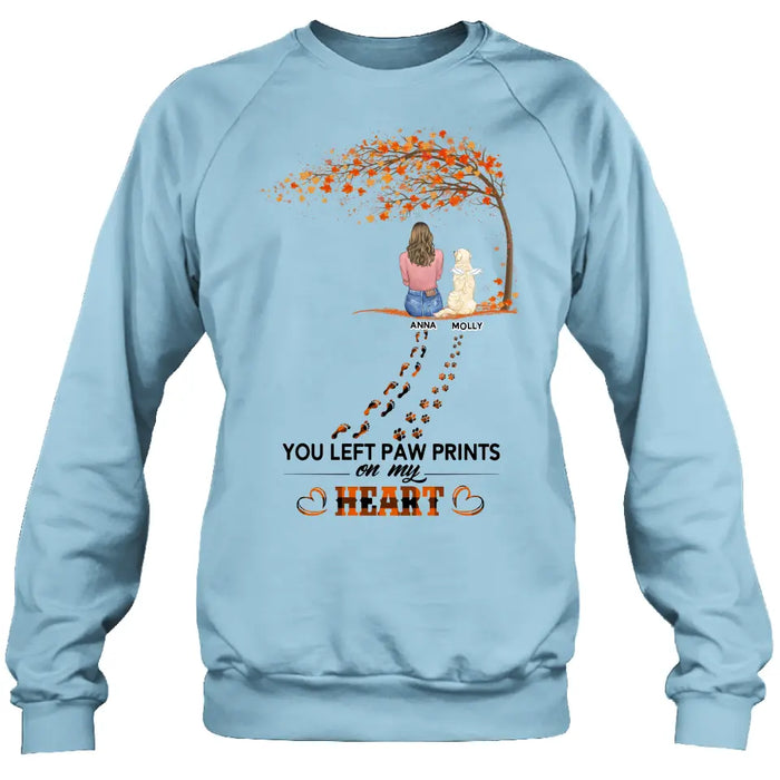 Personalized Memorial Paw Prints Shirt/Hoodie - Memorial Gift For Pet Lover - Up to 6 Dogs/Cats/Rabbits - Never Walk Alone