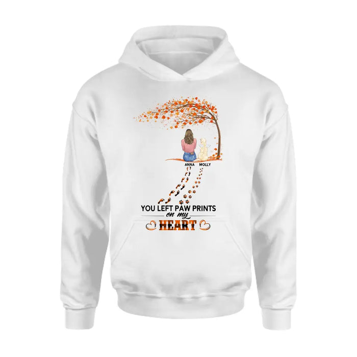 Personalized Memorial Paw Prints Shirt/Hoodie - Memorial Gift For Pet Lover - Up to 6 Dogs/Cats/Rabbits - Never Walk Alone