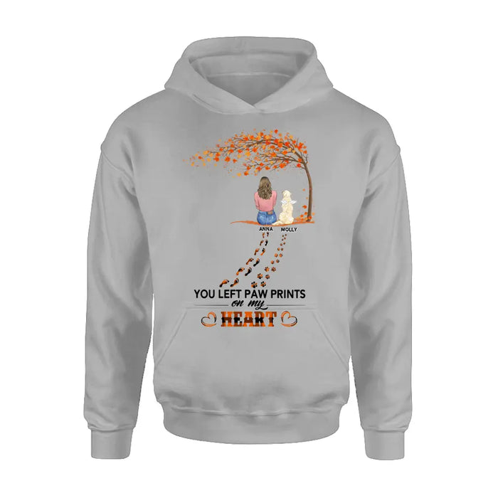 Personalized Memorial Paw Prints Shirt/Hoodie - Memorial Gift For Pet Lover - Up to 6 Dogs/Cats/Rabbits - Never Walk Alone