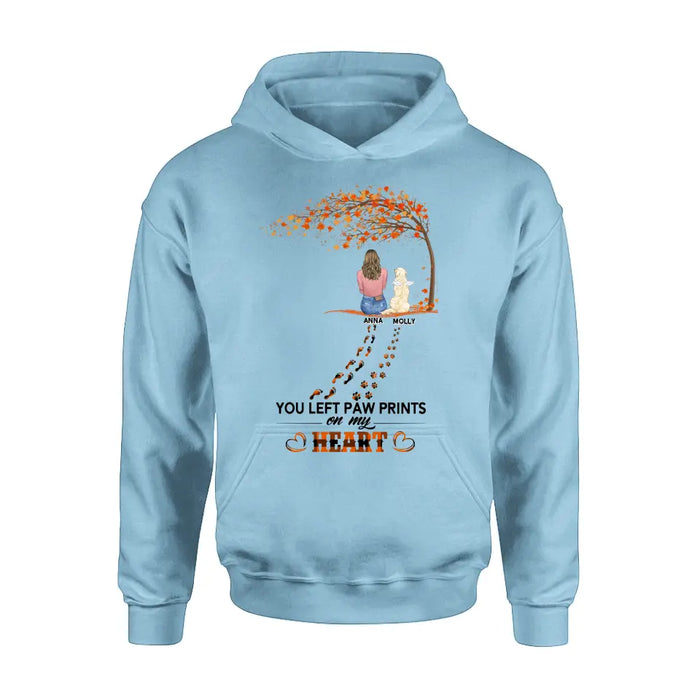 Personalized Memorial Paw Prints Shirt/Hoodie - Memorial Gift For Pet Lover - Up to 6 Dogs/Cats/Rabbits - Never Walk Alone