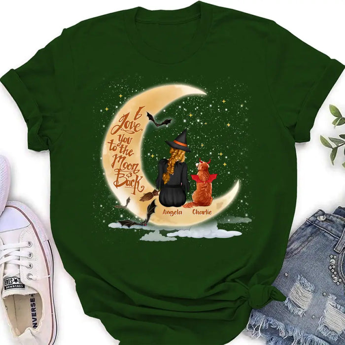 Personalized Witch Dog T-shirt/Long Sleeve/Sweatshirt/Hoodie - Gift Idea For Dog Lover - I Love You To The Moon & Back