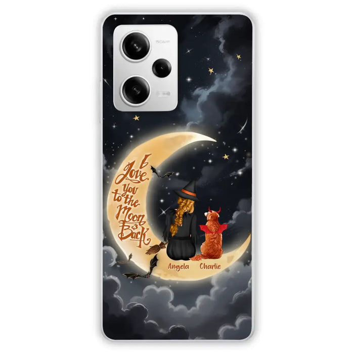 Custom Personalized Witch Dog Phone Case - Gift Idea To Dog Mom/ Dog Lover - I Love You To The Moon And Back - Case For Xiaomi/ Oppo/ Huawei