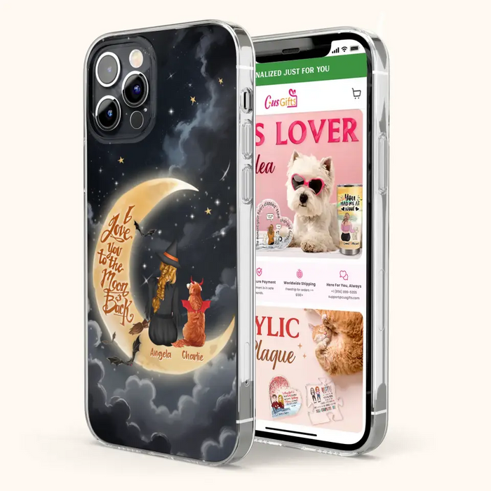 Custom Personalized Witch Dog Phone Case - Gift Idea To Dog Mom/ Dog Lover - I Love You To The Moon And Back - Case For Xiaomi/ Oppo/ Huawei