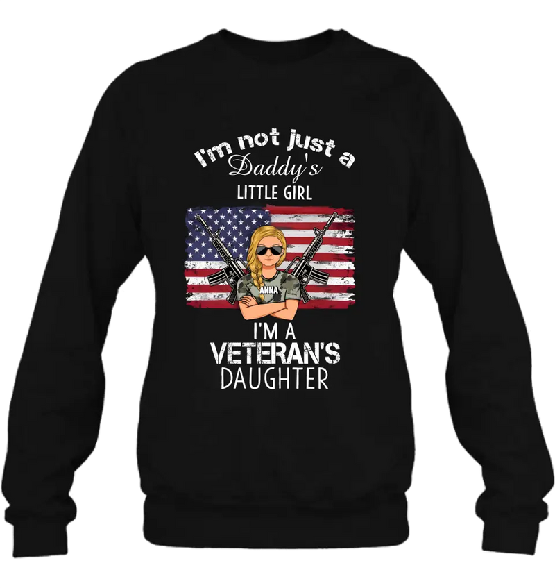 Personalized Veteran's Daughter T-Shirt/Long Sleeve/Sweatshirt/Hoodie - Gift Idea For Veteran/Daughter - I'm Not Just A Daddy's Little Girl I'm A Veteran's Daughter