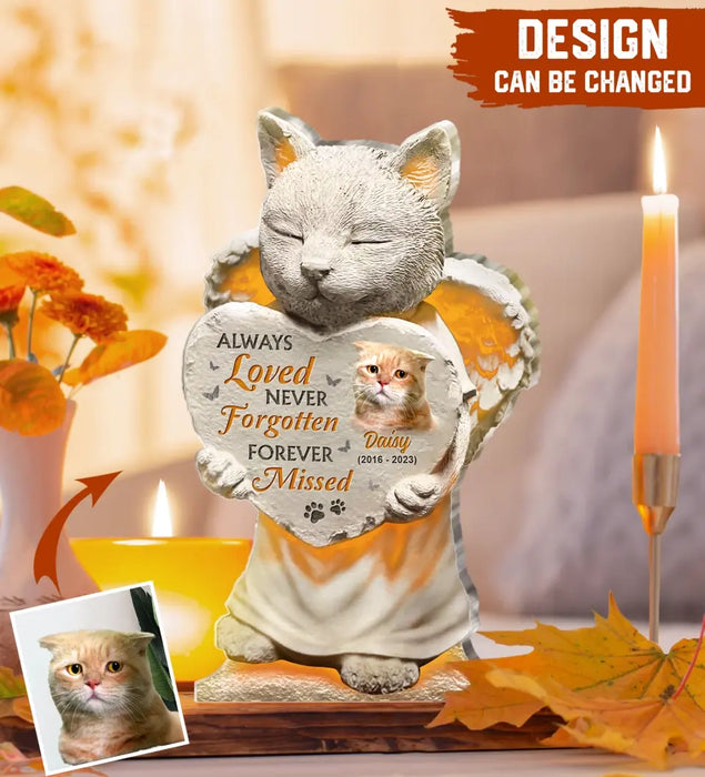 No Longer By Our Side But Forever In Our Hearts - Custom Personalized Memorial Acrylic Plaque - Memorial Gift Idea For Christmas/ Cat Lover - Upload Cat Photo