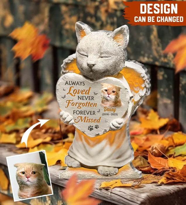 No Longer By Our Side But Forever In Our Hearts - Custom Personalized Memorial Acrylic Plaque - Memorial Gift Idea For Christmas/ Cat Lover - Upload Cat Photo