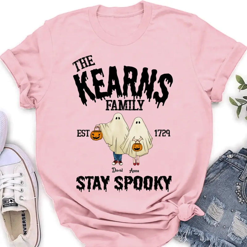 Personalized Spooky Family T-shirt/Long Sleeve/Sweatshirt/Hoodie - Gift Idea For Family/Halloween - Parents/Couple With Up to 3 Kids And 3 Dogs/Cats