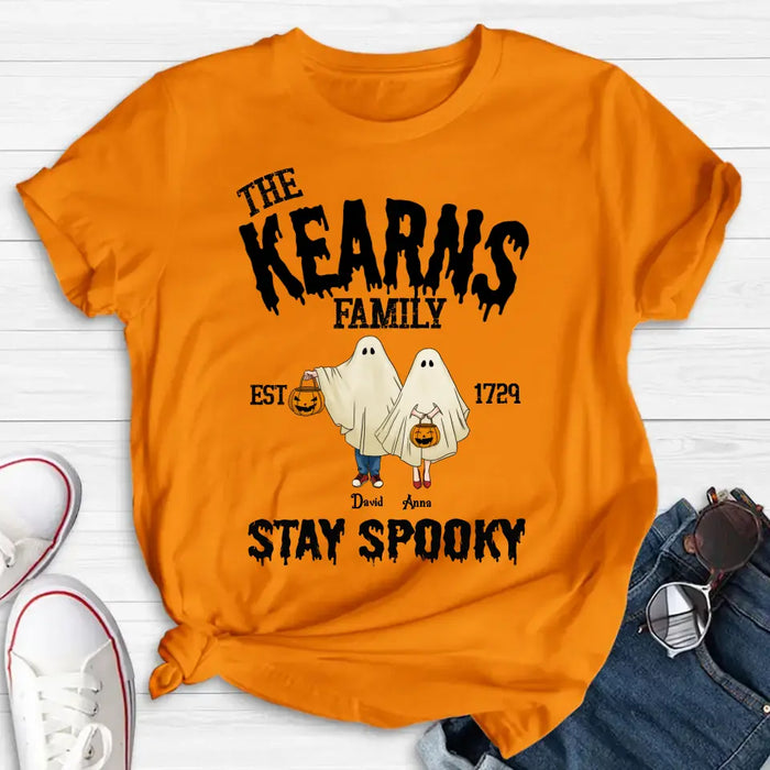 Custom Personalized Spooky Family T-shirt/ Long Sleeve/ Sweatshirt/ Hoodie - Gift Idea For Family/ Halloween - Parents/ Couple With Upto 3 Kids And 3 Dogs/Cats