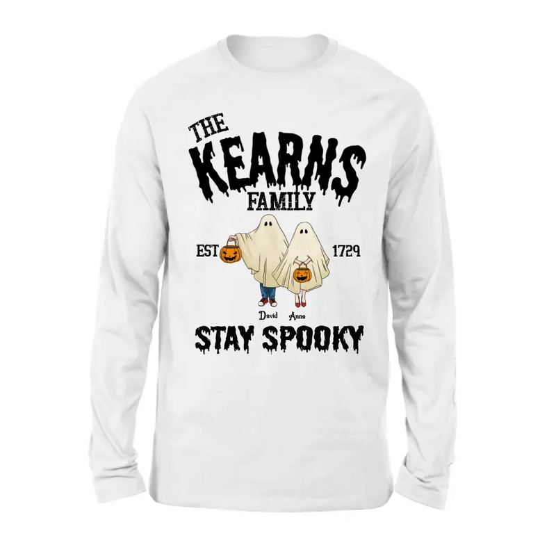 Personalized Spooky Family T-shirt/Long Sleeve/Sweatshirt/Hoodie - Gift Idea For Family/Halloween - Parents/Couple With Up to 3 Kids And 3 Dogs/Cats
