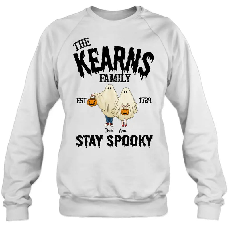 Personalized Spooky Family T-shirt/Long Sleeve/Sweatshirt/Hoodie - Gift Idea For Family/Halloween - Parents/Couple With Up to 3 Kids And 3 Dogs/Cats