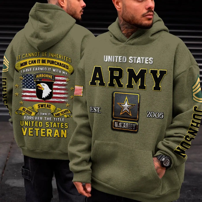 Custom Personalized Veteran All-Over Print Hoodie - Gift Idea For Veteran - I Owned It Forever The Title United States Veteran