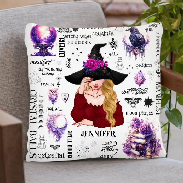 Custom Personalized Witch Pillow Cover - Gift Idea For Halloween/ Witch - Crystal Balls