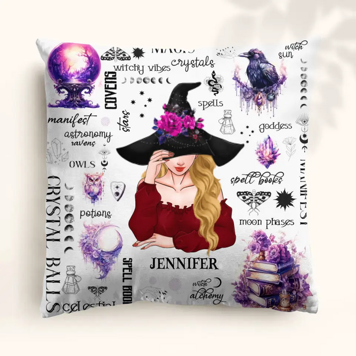 Custom Personalized Witch Pillow Cover - Gift Idea For Halloween/ Witch - Crystal Balls