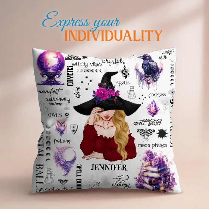 Custom Personalized Witch Pillow Cover - Gift Idea For Halloween/ Witch - Crystal Balls