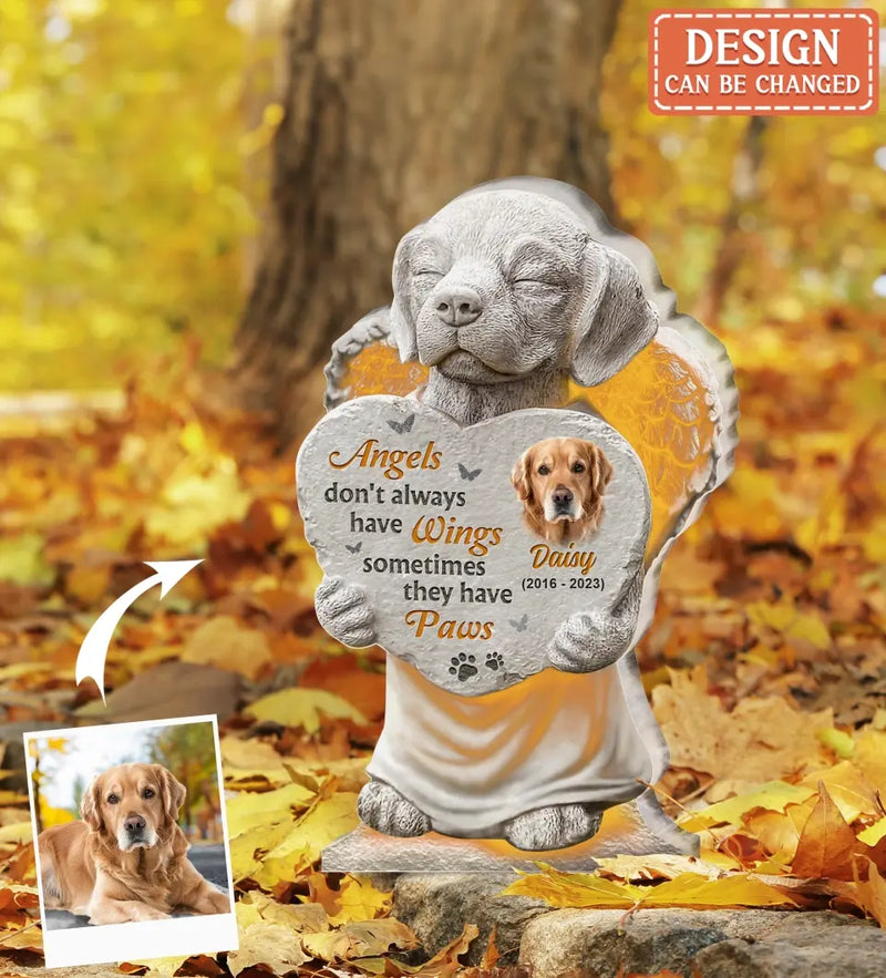 Personalized Memorial Dog Acrylic Plaque - Upload Photo - Memorial Gift Idea For Dog Lover - Angels Don't Always Have Wings Sometimes They Have Paws