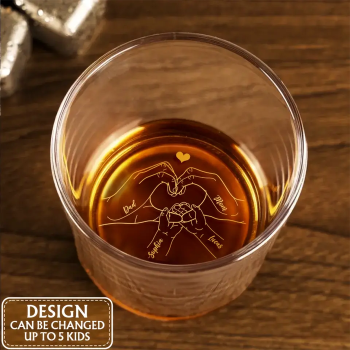 Personalized Family Engraved Whiskey Glass - Gift Idea For Family with up to 5 Kids