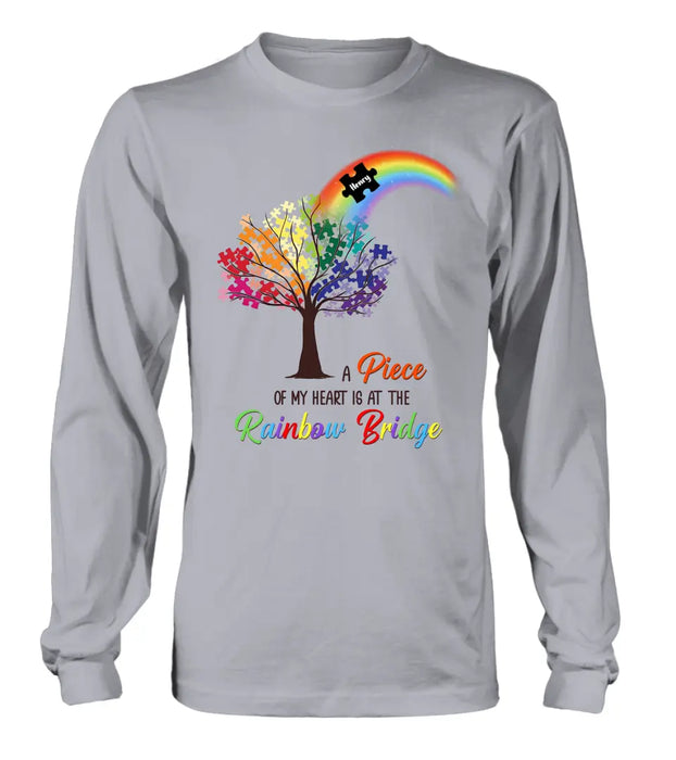 Personalized Memorial T-shirt/Long Sleeve/Sweatshirt/Hoodie - Memorial Gift Idea - A Piece Of My Heart Is At The Rainbow Bridge